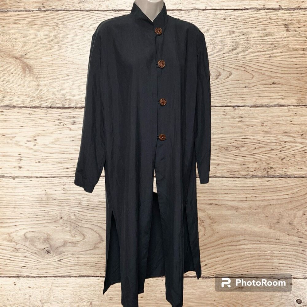 Hamilton Kennedy Silk Caftan Mumu Chinese‎ Character Buttons Washable kimono